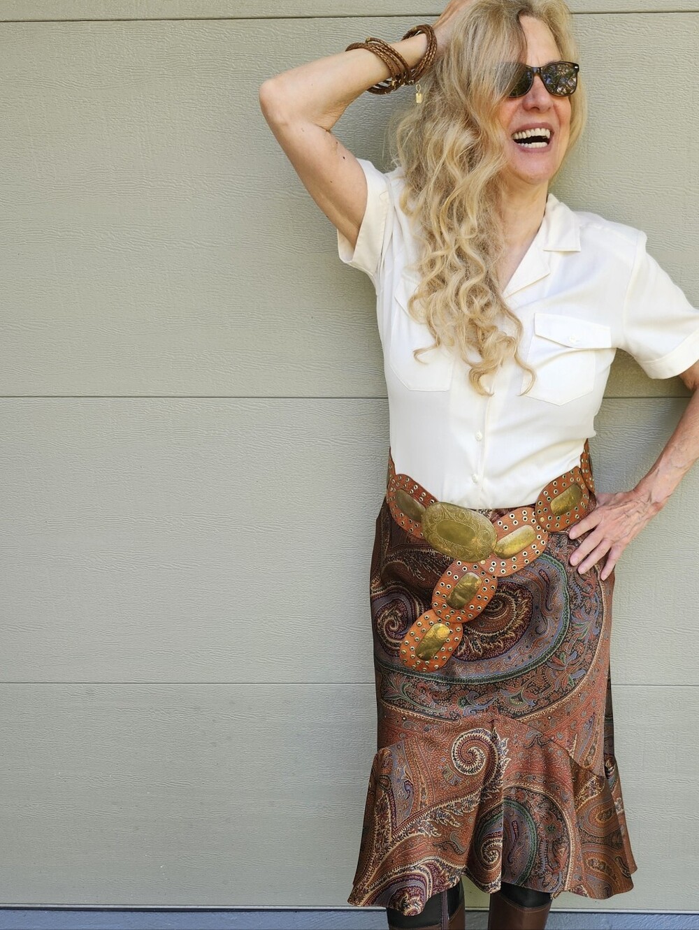 Ralph Lauren Gorgeous Like New/Pro Clean Silk Brown Paisley Skirt, P12, $65